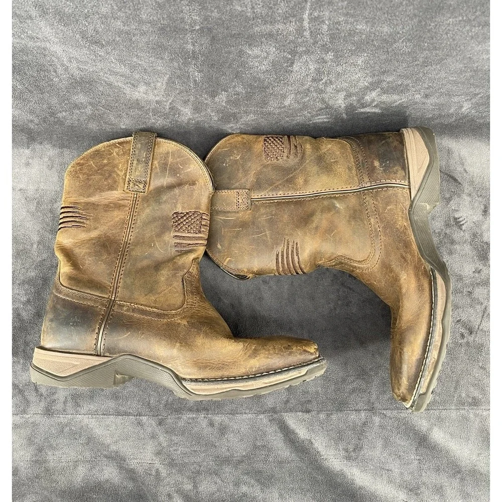 Ariat Youth WorkHog Pull On Western Work Boots Brown Leather US 3 EUR 34